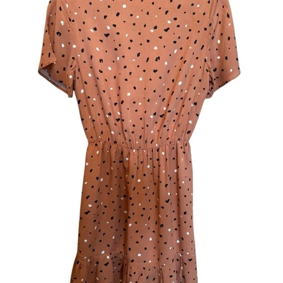 All in Favor Burnt Orange Flutter Sleeve Faux Wrap Sundress - Picture 2 of 9